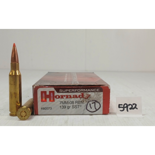 AMMO: 17X HORNADY SUPERFORMANCE 7MM-08 REM - 139GR - SST