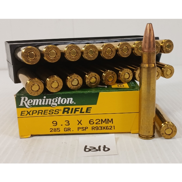AMMO: 20X REMINGTON EXPRESS RIFLE 9.3 X 62 MM - 285GR - PSP