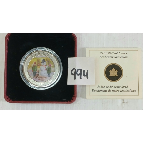 2013 RCM 50 CENT SILVER COIN - SNOWMAN