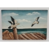 HAND PAINTED BEACH SCENE BY H. NADEAU - ACRYLIC ON BOARD