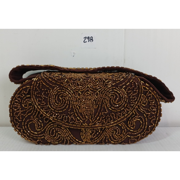 BRONZE BEADED CLUTCH PURSE