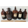 Image 1 : LOT OF 5 - AMBER GLASS PHARMACEUTICAL & VETERINARIAN JUGS