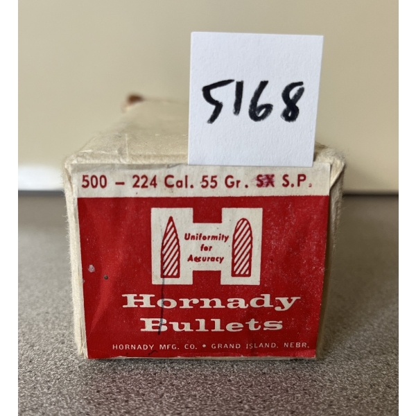 BULLETS: 500X HORNADY .224 55GR. SP - SEALED