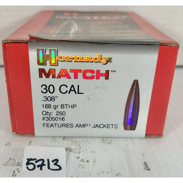 BULLETS: 250X HORNADY .30 CAL - 168 GR BTHP