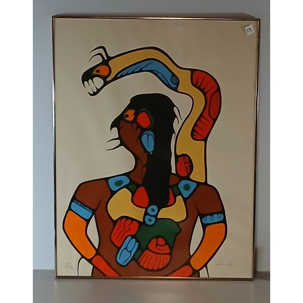 "OJIBWAY SPIRIT MAN" BY SAMUEL ASH - FRAMED SILKSCREEN