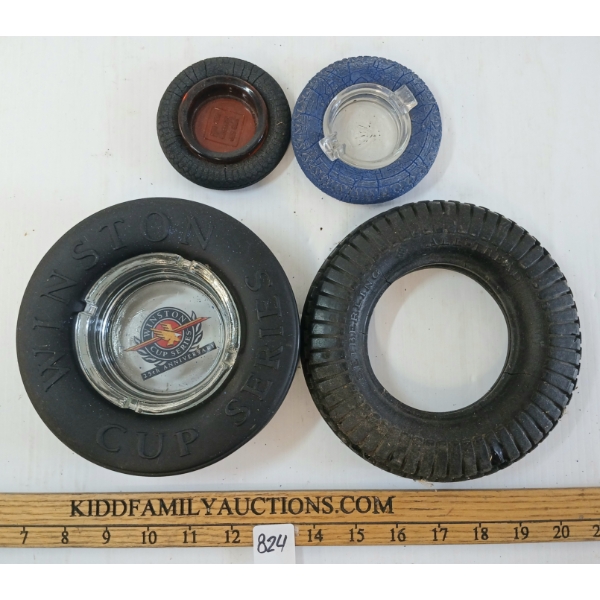 LOT OF 4 - FIRESTONE, SEIBERLING & WINSTON CUP TIRE ASHTRAYS