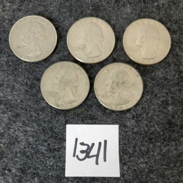 LOT OF 5 - U.S. 25 CENT COINS - 1965 TO 1973