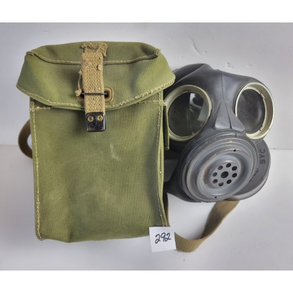 1942 CDN WWII LIGHTWEIGHT GAS MASK W/ FILTER & CARRIER