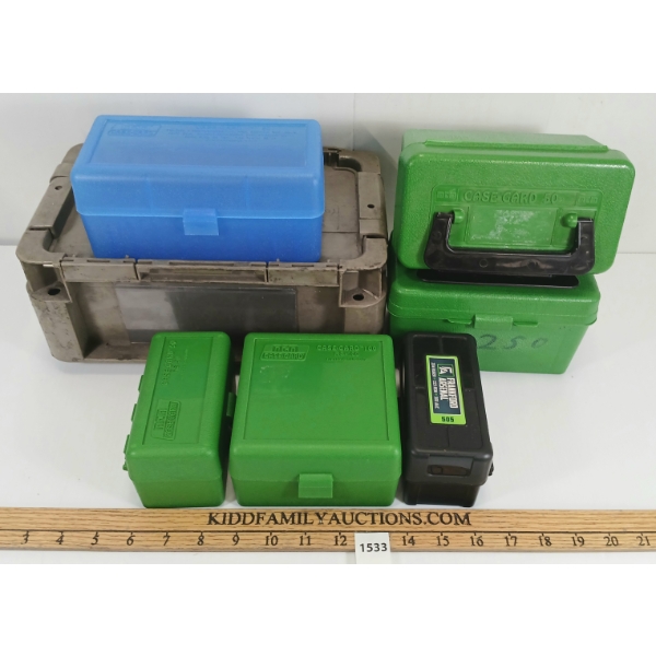 LOT OF 7 - RIFLE AMMO CASES - INCL 22-250, .204, .222 & .223