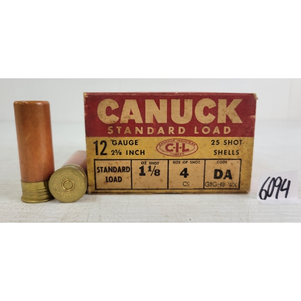 AMMO: 25X CANUCK 12GA - 2-3/4IN - #4 SHOT - PAPER SHELLS