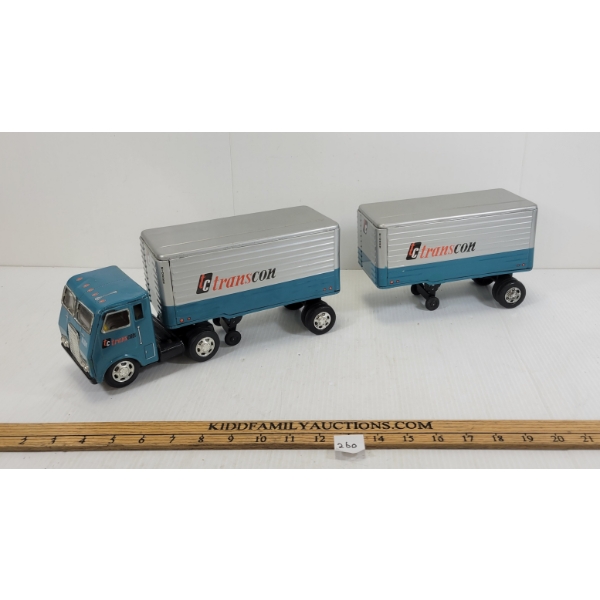 LOT OF 2 - TRANSCON TIN LITHO SEMI TRUCK & TRAILER