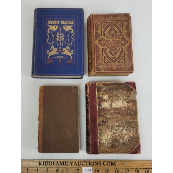 LOT OF 4 - MISC. PUBLICATIONS - INCL 1862 " MOORE'S POETICAL WORKS," 1886 "BORDER LANCES," ETC.