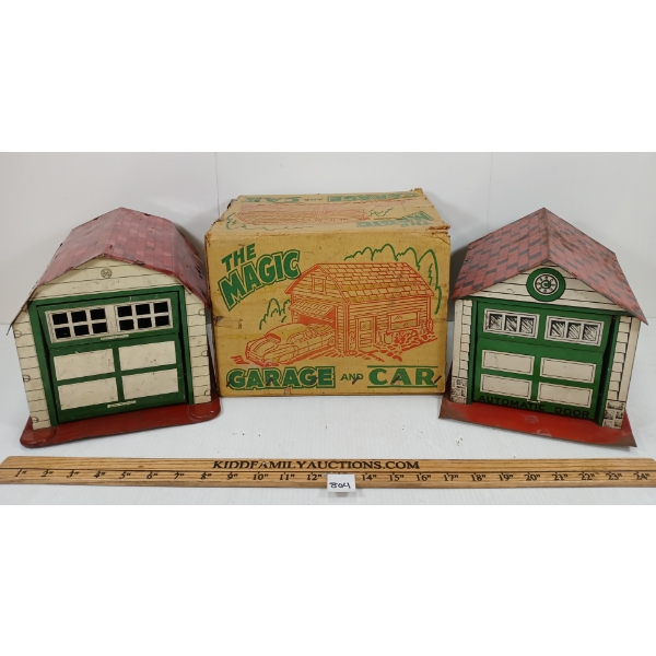 LOT OF 2 - MARX TIN THE MAGIC GARAGE & CARS 