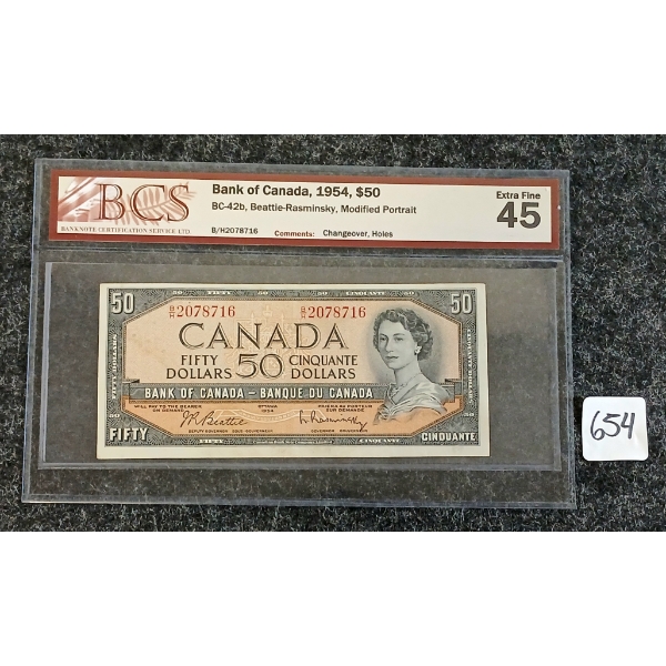 1954 CDN $50 BANKNOTE - BCS GRADED