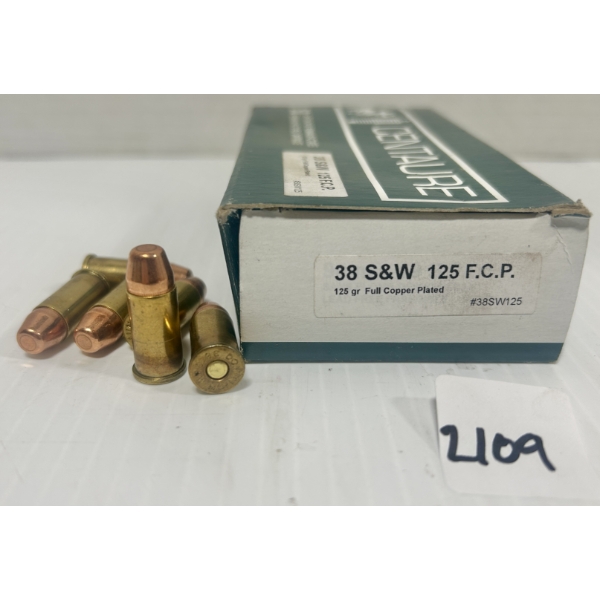 AMMO: 56X CENTURE .38 S&W - 125 GR FMJ - FACTORY RELOADS