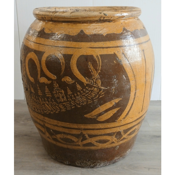 CHINESE / THAI EARTHENWARE DRAGON BOAT MOTIF PLANTER