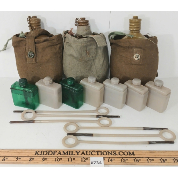 JOB LOT - OIL BOTTLES, PISTOL CLEANING RODS & CANTEENS