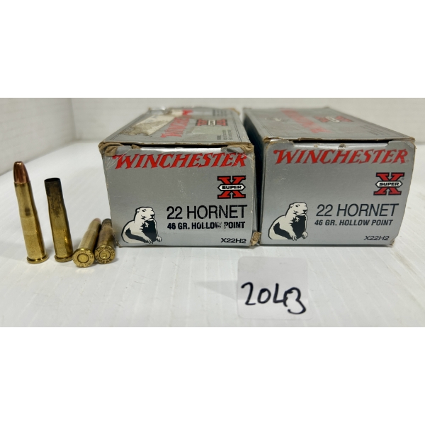AMMO / BRASS: 76X LIVE & 21X BRASS WINCHESTER .22 HORNET - 46 GR HP
