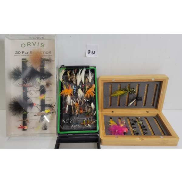LOT OF 3 - FLY FISHING LURES - IN CASES