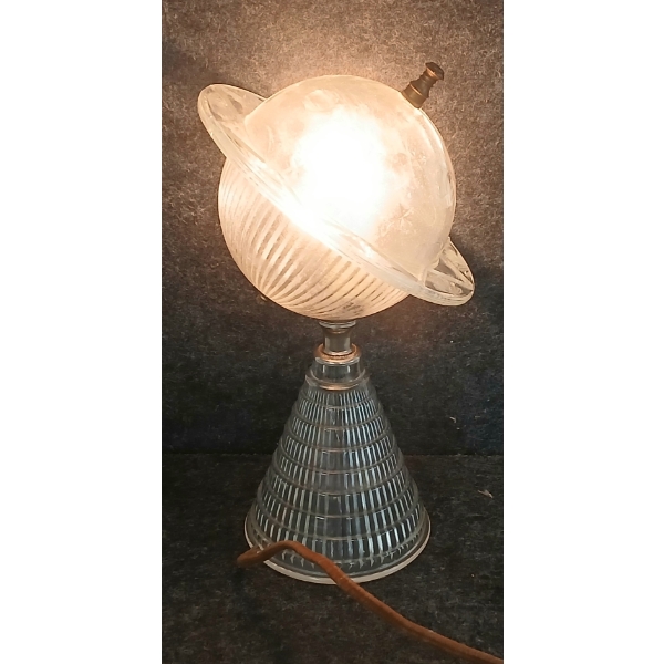 ART DECO GLASS ETCHED SATURN LAMP