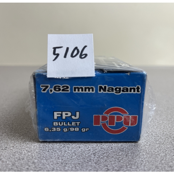 AMMO: 50X PPU 7.62 NAGANT 98GR. FPJ - SEALED