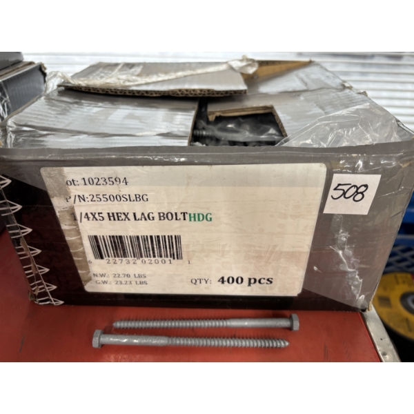 1/4 X 5 INCH HEX LAG BOLTS - APPROX 400 PCS TOTAL