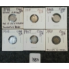 Image 1 : LOT OF 6 - 1898-1918 CDN 5 CENT COINS