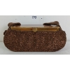 Image 1 : BRONZE BEADED BOX CLUTCH PURSE W/ COMPACT MIRROR