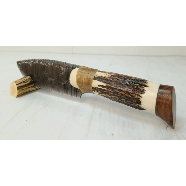 OBSIDIAN KNIFE W/ ANTLER HANDLE & STAND