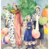 Image 2 : CLOWNS BY M. NURSE - FRAMED WATERCOLOUR ON PAPER