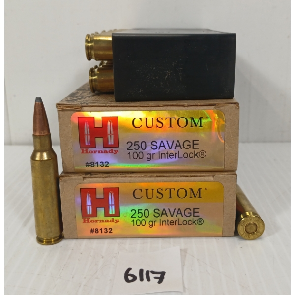 AMMO: 40X HORNADY CUSTOM .250 SAV - 100GR - INTERLOCK