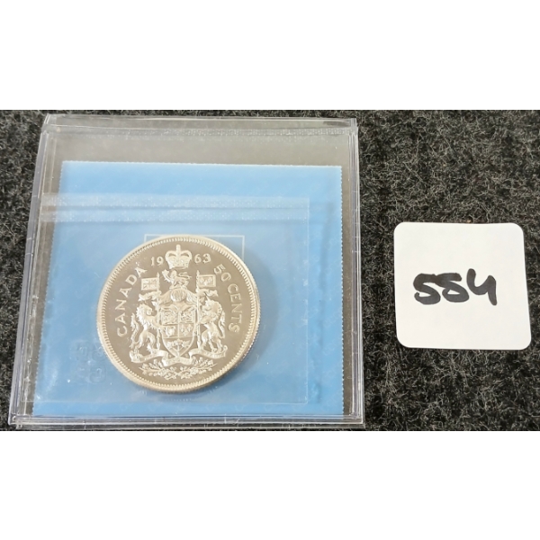 1963 CDN SILVER 50 CENT COIN - CCCS GRADED