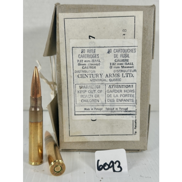 AMMO: 90X FNM 8 MM MAUSER - MILITARY FMJ