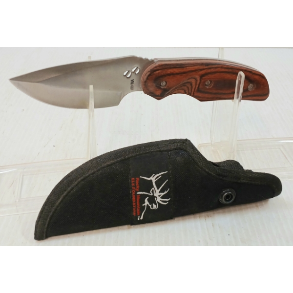 ROCKY MOUNTAIN ELK FOUNDATION 480 BUCK KNIFE W/ SHEATH
