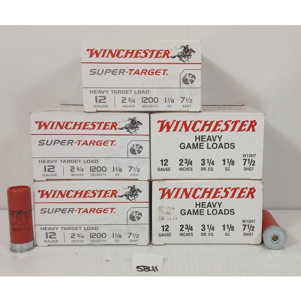 AMMO: 125X WINCHESTER HEAVY GAME LOADS 12GA - 2 3/4IN - #7 1/2 SHOT