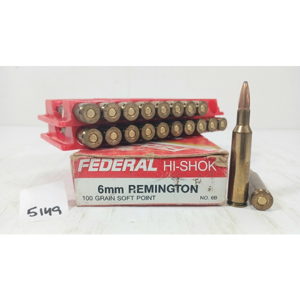 AMMO: 20X FEDERAL HI-SHOK 6MM REMINGTON - 100GR - SP