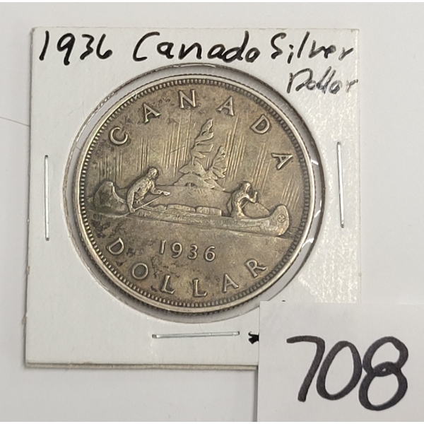 1936 CDN SILVER DOLLAR COIN