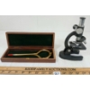 Image 2 : LOT OF 2 - PRIVATE EYE MICROSCOPE & BRASS NAUTICAL MAPPING COMPASS W/ CASE