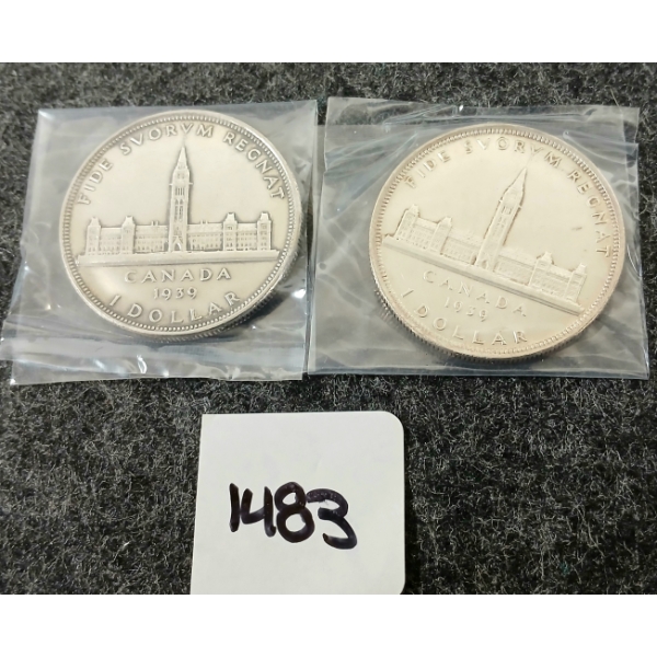 LOT OF 2 - 1939 CDN SILVER DOLLARS - PARLIAMENT 