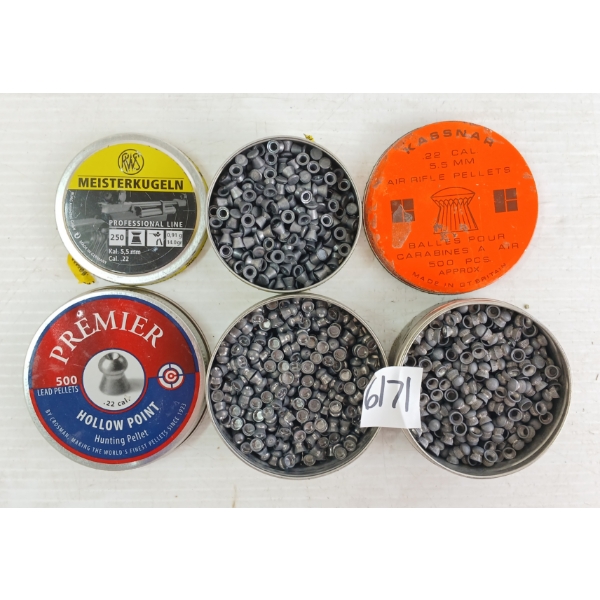 PELLETS: APPROX 1250X MIXED .22CAL AIRGUN PELLETS