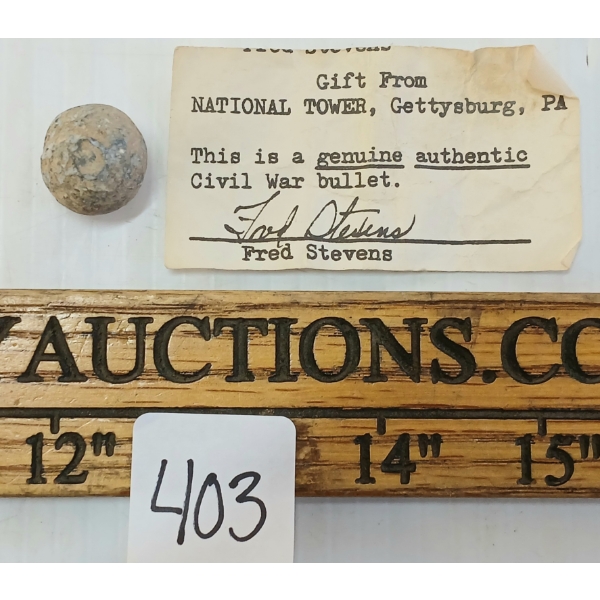 CIVIL WAR BULLET - NATIONAL TOWER, GETTYSBURG