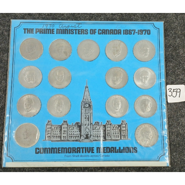 1867-1970 THE PRIME MINISTER OF CANADA COMMEMORATIVE MEDALLIONS