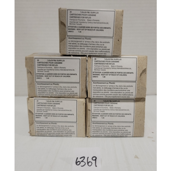 AMMO: 100X 7.62 X 39 FMJ SURPLUS - SEALED