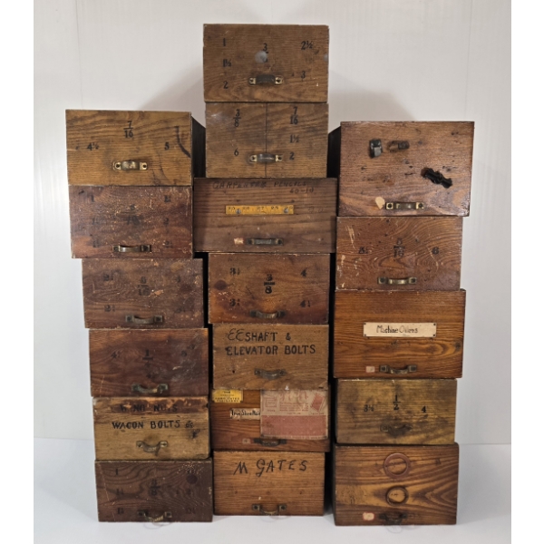 LOT OF 19 - GENERAL STORE SUPPLY DRAWERS