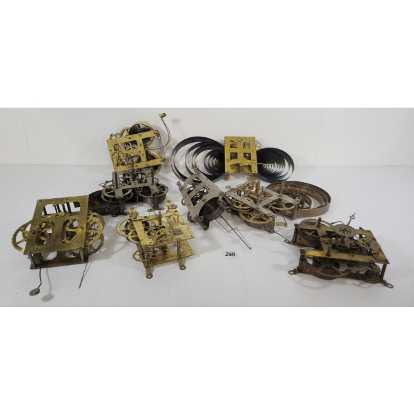 LOT OF 8 - CLOCK MOVEMENTS - INCL E. INGRAHAM, NEW HAVEN, SESSIONS & WATERBURY