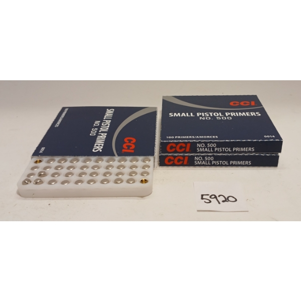 PRIMERS: 300X CCI NO. 500 SMALL PISTOL PRIMERS 
