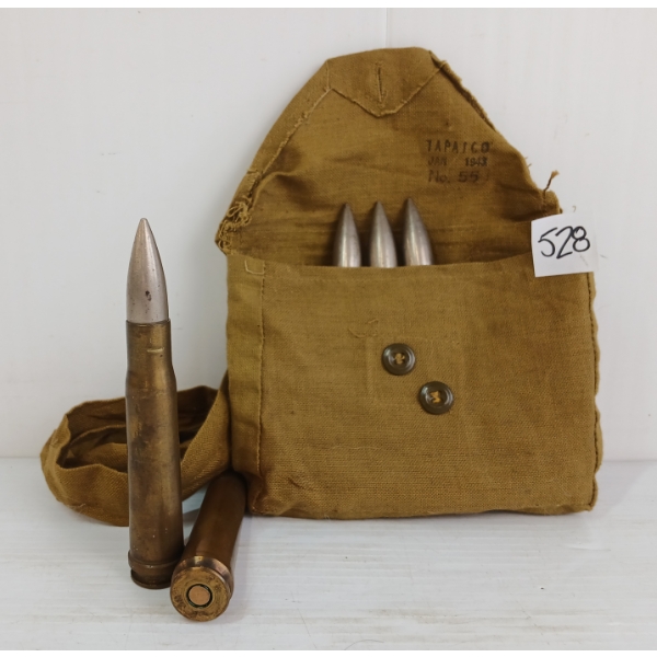 AMMO: 5X WWII .55 BOYS ANTI-TANK ROUNDS W/ STRIPPER CLIP & CARRIER