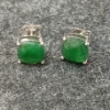 Image 1 : PAIR OF NATURAL EMERALD & STERLING SILVER EARRINGS