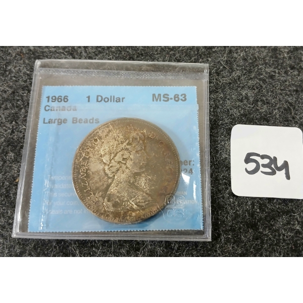 1966 CDN SILVER DOLLAR - VOYAGEUR - CCCS GRADED