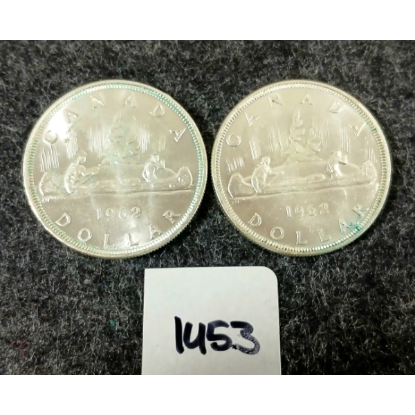 LOT OF 2 - 1962 CDN SILVER DOLLARS - VOYAGEUR